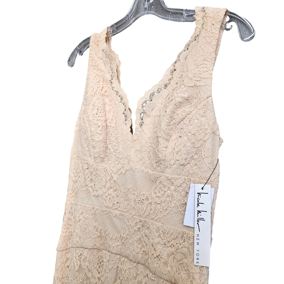 Nwt Nicole Miller Ny Blush Lace Sleeveless Evening Gown - Picture 9 of 17